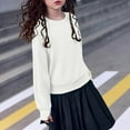 thumbnail image 5 of Cethrio Girls Pullover Sweatshirts, Fall Crew Neck Casual Solid Color Long Sleeve Tops White Size 12, 5 of 6