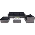 thumbnail image 3 of Patiojoy 6 PCS Patio Rattan Wicker Sectional Padded Sofa Chair Set w/Cushions, 3 of 8