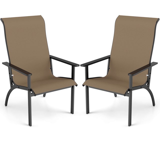 Costway 2PCS Adirondack Chair with 400 lbs Weight Capacity High Back and Metal Frame