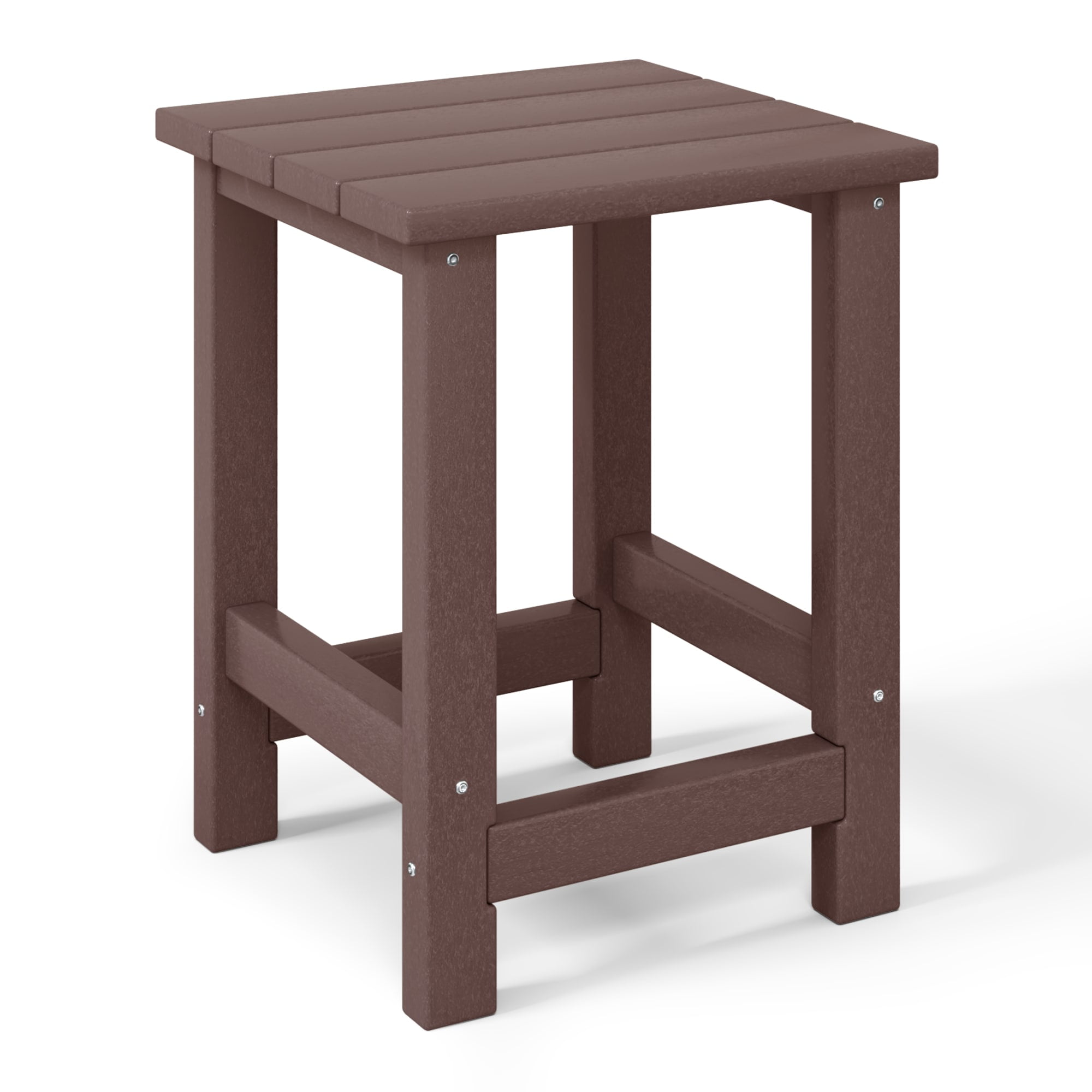 WestinTrends Malibu 2-Piece Kids Outdoor HDPE Adirondack Chair With Square Side Table Set, Dark Brown