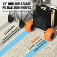 thumbnail image 4 of Heavy Duty Beach Cart with 12" Foam Wheels, 165LBS Load, Foldable & Adjustable (27"-44.7"), 29.9" Deck – Sand Dolly for Beach Gear, 4 of 11
