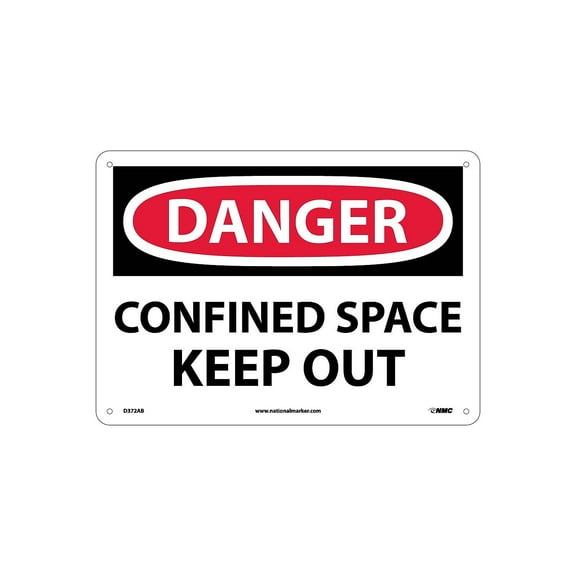 National Marker Confined Space Keep Out 10X14 .040 Aluminum Danger Sign D372AB