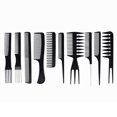 thumbnail image 1 of Paquete de 10 peines profesionales de peluquero para todo tipo de cabello y estilos Peine de peluca (negro) JAMW Sencillez, 1 of 5