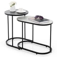 thumbnail image 1 of Costway 2-in-1 Design Faux Marble Top Tea Table Nesting Coffee Table Set of 2, 1 of 9