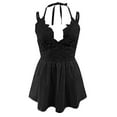 thumbnail image 3 of Aayomet Tank Tops for Women Summer Top For Women Lace Deep V Neck Chiffon Cami Tank Top Spaghetti Black Sleep, 3 of 4