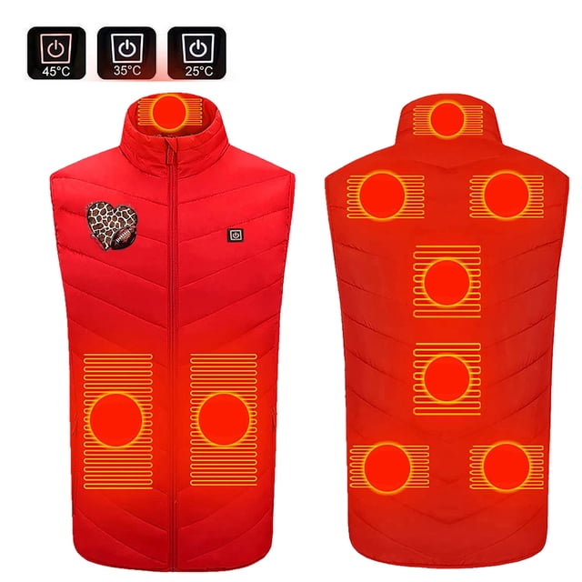RXIRUCGD Plus Size Heated Coat For Men And Women 9 Heating Heated Jacket Winter Heating Coat( Red, Size:L )