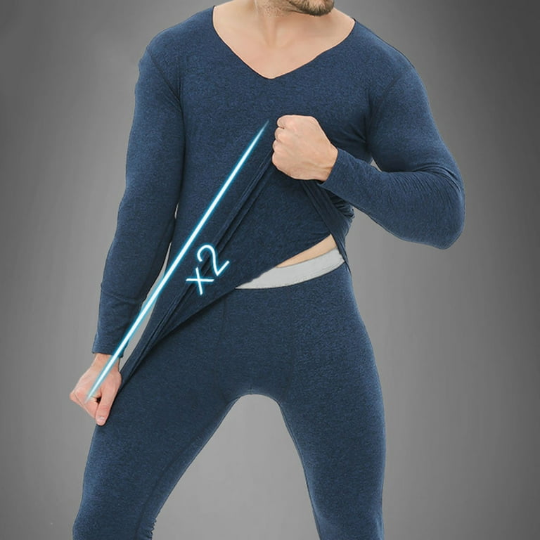 Men's Thermal Underwear Set, Soft Fleece Lined Long Johns, Mid/Heavy Weight  Base Layer Top & Bottom 