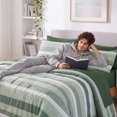 thumbnail image 6 of Regency Heights 7-Piece Comforter Sets, Reversible Striped Comforter Set for Dorm, Lightweight All Season Bedding Set with Pillow Shams,Full, Sage Green, 6 of 10