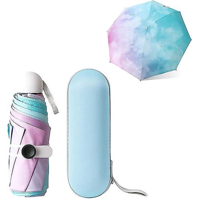 CHAO Paraguas Compacto Paraguas Plegable Resistente Al Viento,Paraguas De Viaje Plegable,Mini Paraguas De 8 Costillas con Estuche Cápsula,Protección UV,Bolsillo Portátil Arco Iris