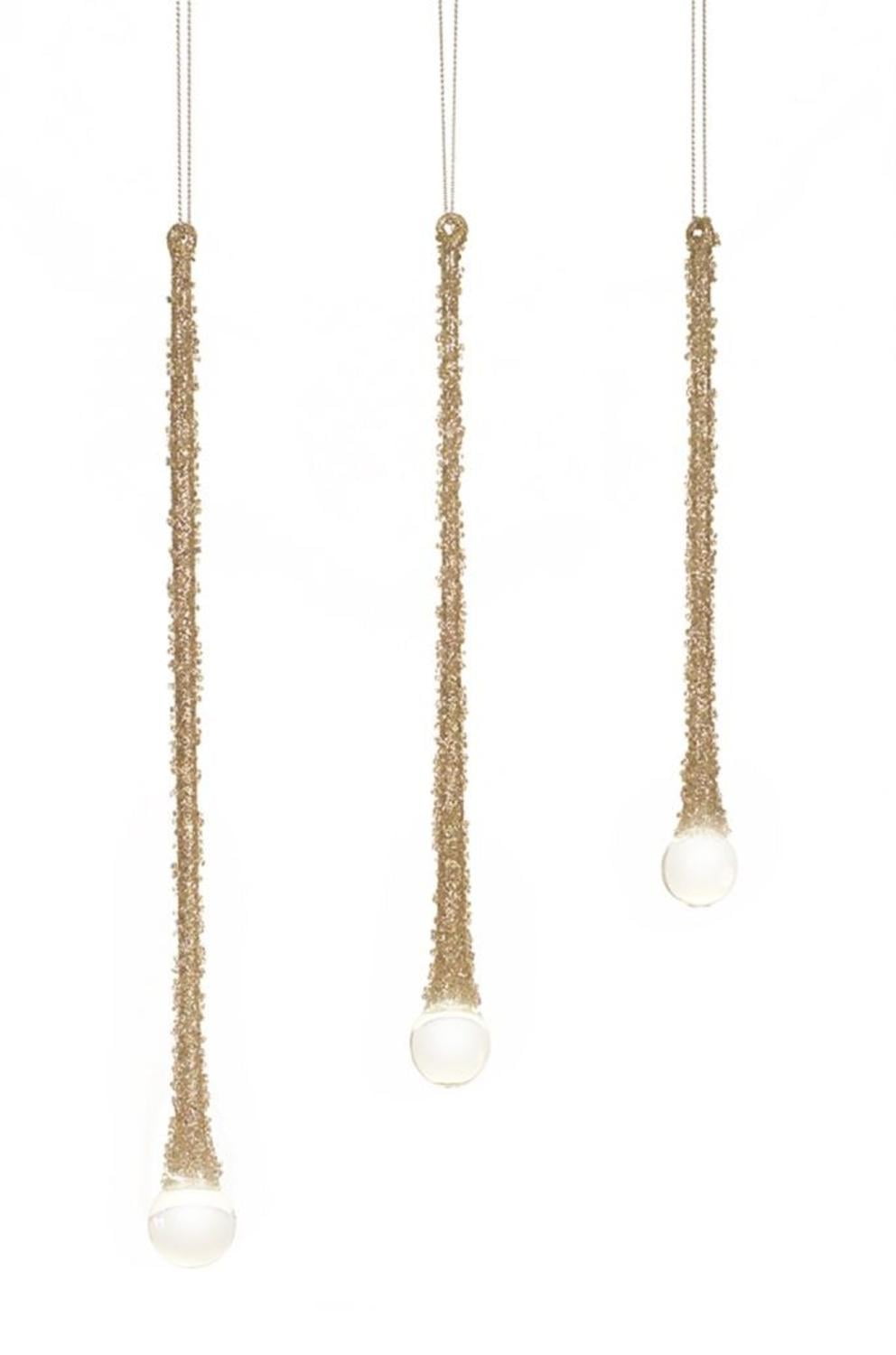 Pack of 6 Elegant and Exquisite Gold Drop Icicle Christmas Glass