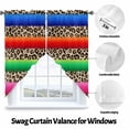 thumbnail image 3 of Mexico Leopard Swag Valances for Windows 2 Pack Print Colorful Swag Kitchen Curtains 63 Inches Long Rod Pocket Short Window Treatment for Kitchen Bathroom 36"x63", 3 of 8