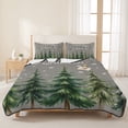 thumbnail image 3 of Quilts Queen Size Bedding Set, Green Christmas Tree Lightweight Quilted Comforter, Xmas Trees Snowflake Grey Soft Reversible Bedspread Coverlet with Pillow Covers for All Season, 90" x 96", 3 of 9