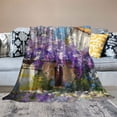 thumbnail image 2 of JEUXUS Violin Flower Purple Violet Flannel Blanket, Soft and Durable, Multi-Purpose, Various Sizes White, 2 of 6