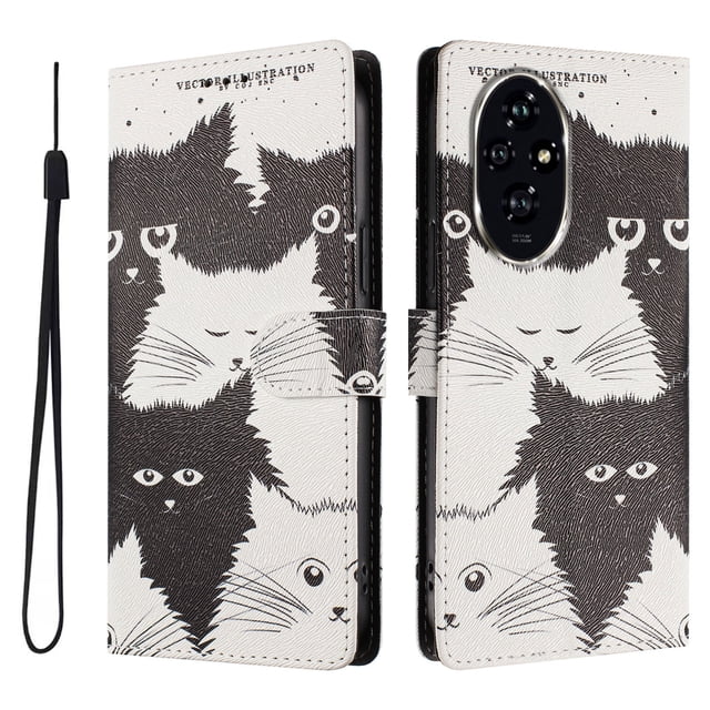 FOXDOCK Funda Tipo Cartera para Honor 200 Pro con Soporte y Correa – Diseño de Patrones Lindos