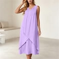 thumbnail image 2 of YuXingFu Dresses for Women Maxi Crew Neck Plus Size Womens Dress Sleeveless Solid Color Long Casual Summer Purple S, 2 of 8
