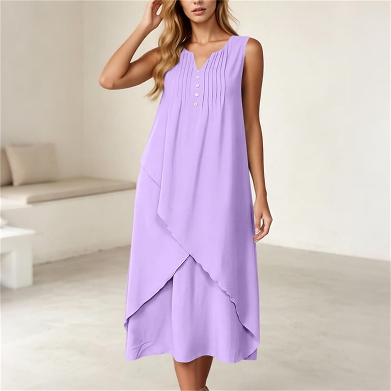 asymmetrical pleated dress purple Miluxas Sleeveless Midi for Women Hem Casual Going Out Dress Button Front V Neck Vacation Shift Dress for Summer It offers a structured Style_Knitted Prom Dress A-line 2026 Style:Rainbow Butterfly Detailing