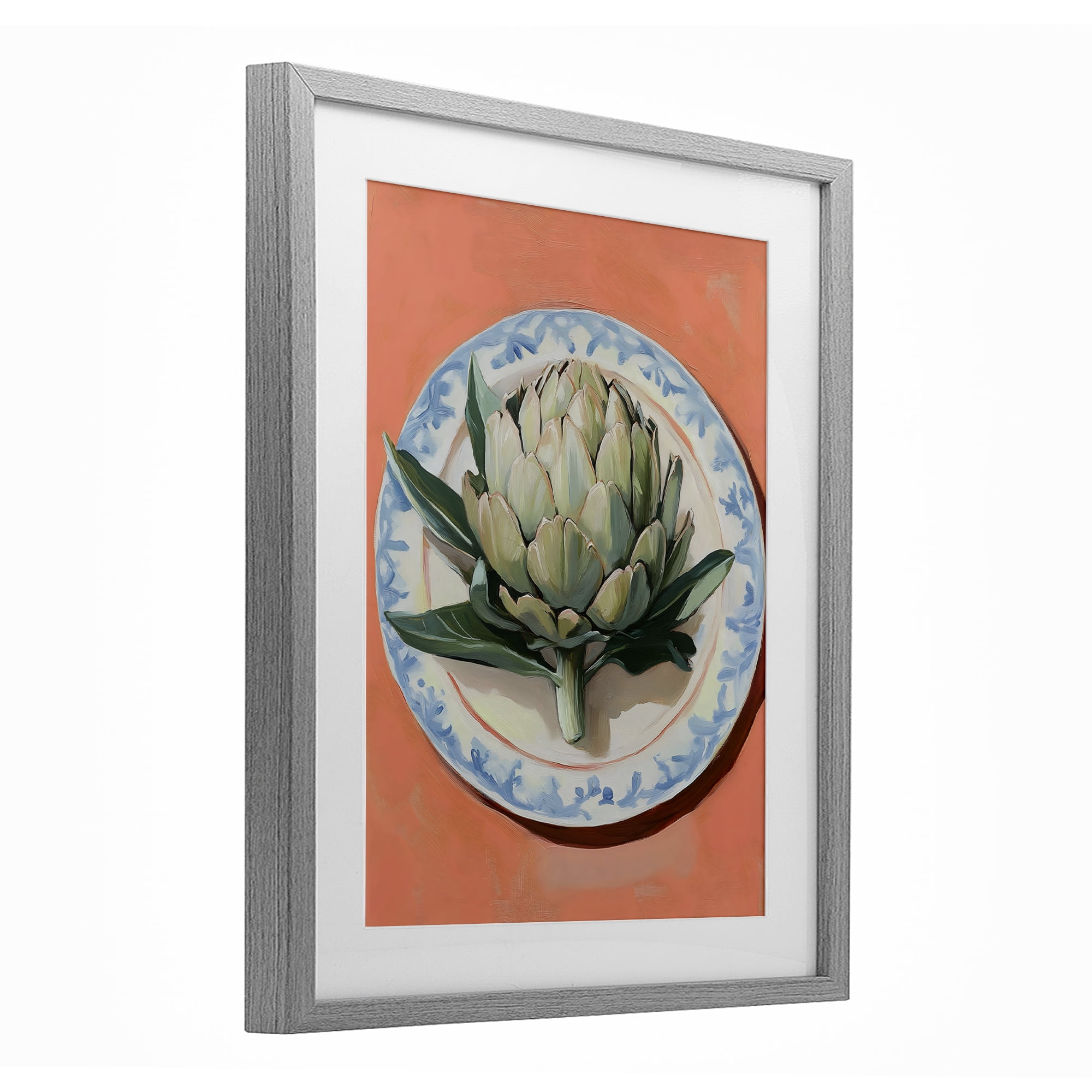 Stupell Industries Retro Artichoke over Orange Gray Framed Print Under Glass, design by The Prints Vibe