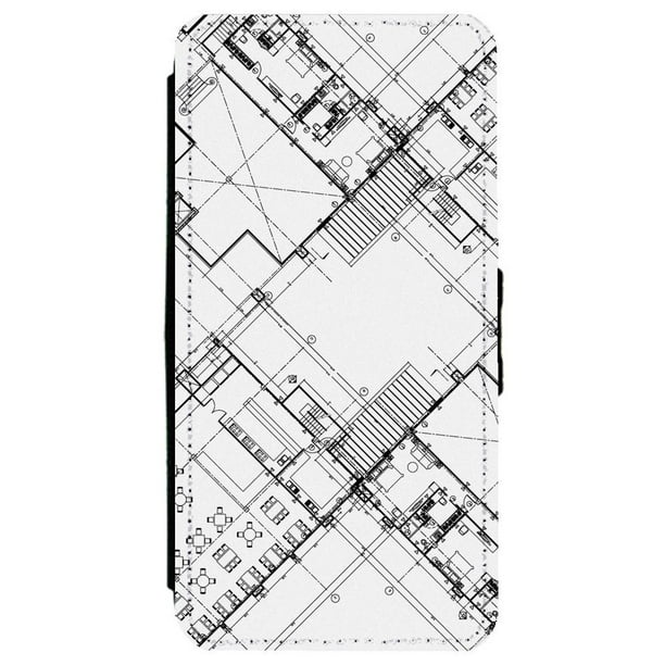 Image Of Architecture Blueprint Drawing Of A Building Plans Apple Iphone 7 Plus Leather Flip Phone Case Walmart Com Walmart Com