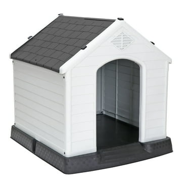 ZENSTYLE 32" Large Dog House Insulated Waterproof Pet Kennel Shelter Indoor Outdoor, Gray