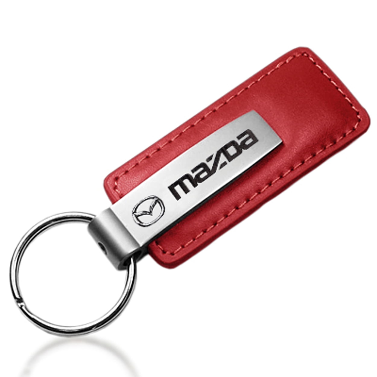 au-tomotive gold, inc. mazda logo red leather car key chain, official  licensed 