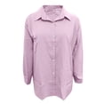 thumbnail image 5 of DondPO Womens Button Down Shirts,Long Sleeve Shirts Solid Top Sleeve Long Blouse Loose Size Button Women's Plus Casual Shirt Summer Shirts,Work Shirts,Blouses for Women Dressy Casual Purple L, 5 of 5