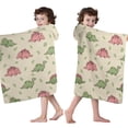 thumbnail image 4 of Green and Pink Dinosaur Pattern Hooded Bath Towel，50"x30" for Ages 3 To 12 Kids, Quick Dry Lightweight Soft Microfiber Hood Beach Towel Cover Up for Kids, 4 of 7