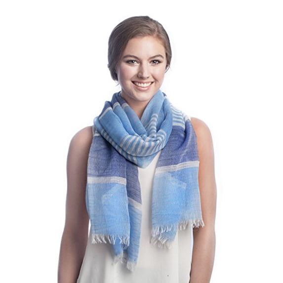 Sassy Scarves Women's All Season Oblong Fashion Scarf (Blue-2502)