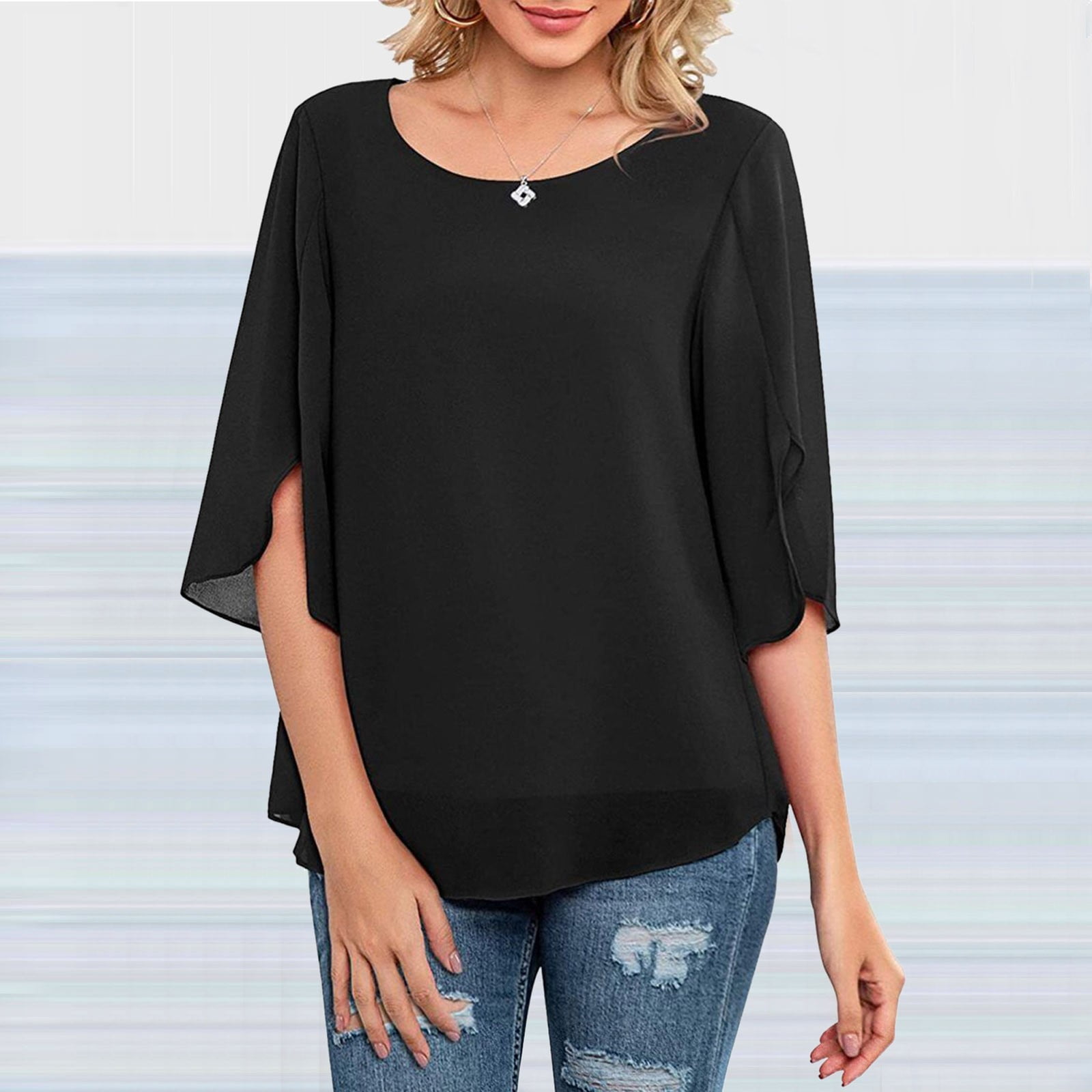 LOMON Asymmetrical Tops for Women Dressy Tunics with