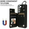 thumbnail image 3 of Nalacover for Samsung Galaxy S22 Wallet Case with Card Slots & Metal Finger Ring, Durable PU Leather Back Double Magnetic Botton Flip Kickstand Purse Shockproof Phone Case,Black, 3 of 10