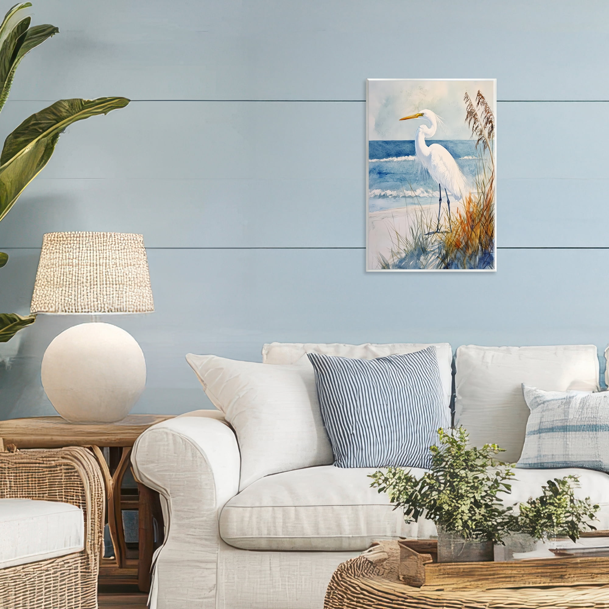 Stupell Industries Egret By The Waves Wall Plaque Art, design by Petal Prints Design