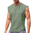 thumbnail image 2 of LIBRCLO Mens Tank Tops Crew Neck Solid Color And Linen Shirts Sleeveless Muscle Shirts for Active Men, 2 of 5