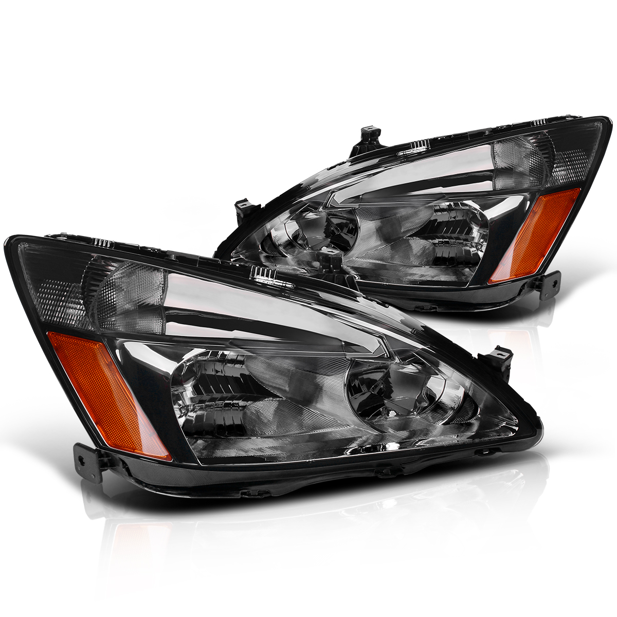 RVNI For 2003-2007 Honda Accord 2/4Dr Replacement Smoke Headlights+Amber Signal Lamps