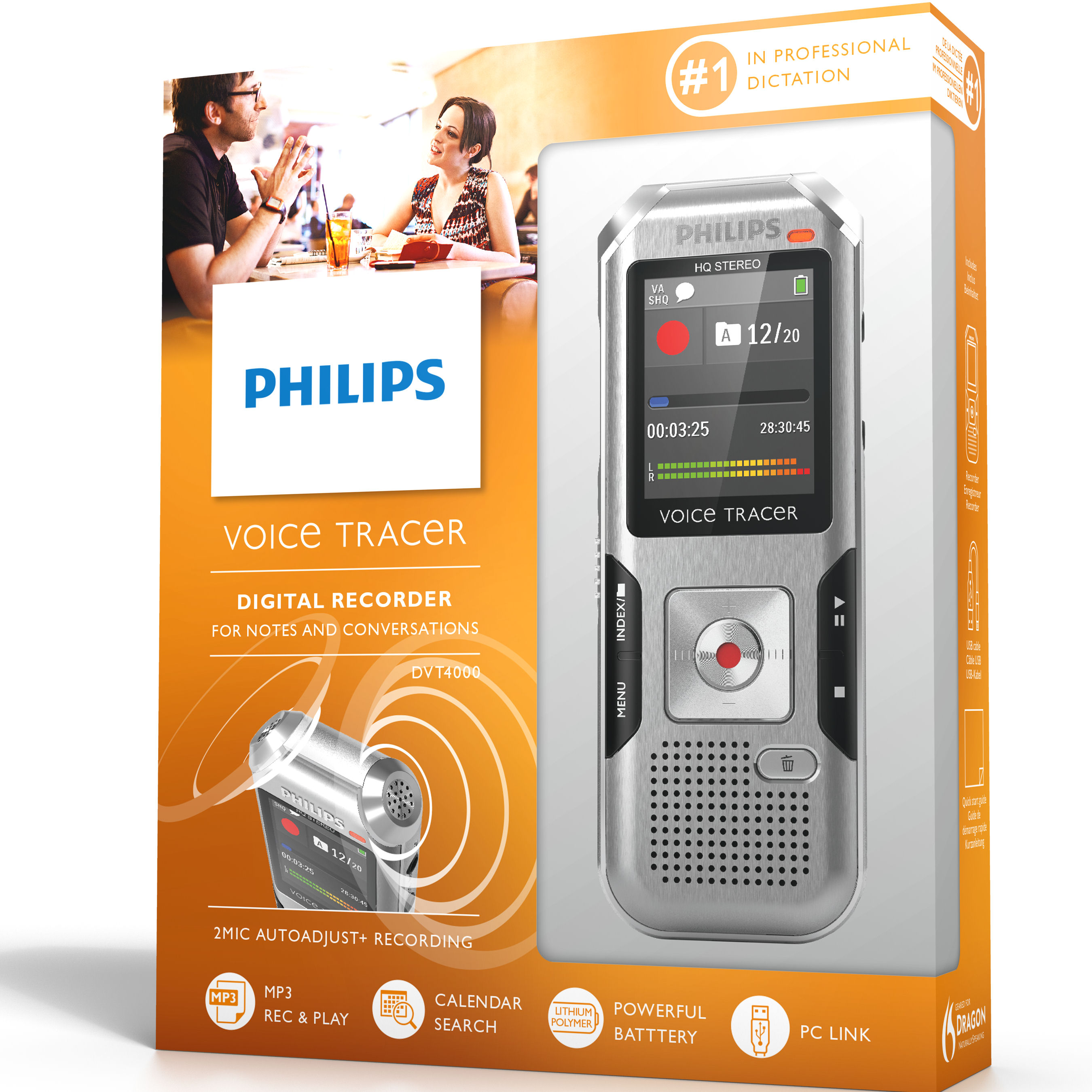 Philips DVT4000 4GB Expandable Digital Voice Recorder with AutoAdjust and Large LCD Color Display - image 4 of 4