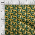 thumbnail image 2 of oneOonePolyesterSpandexMustardYellowFabricTropicalLeafWithAnimalDressMaterialFabricPrintFabricByTheYard56InchWide, 2 of 4