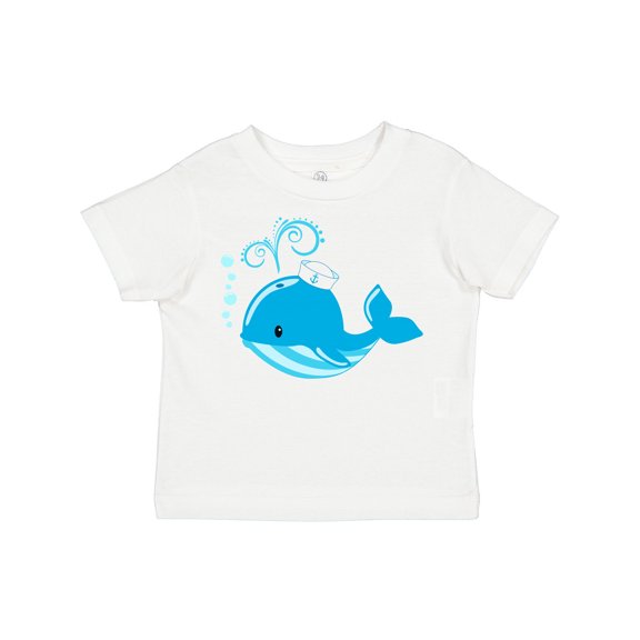 Inktastic Cute Blue Whale in Nautical Hat Boys or Girls Toddler T-Shirt