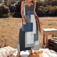 thumbnail image 3 of Abstract Geometric Art Blue Black Grey Sleeveless Dress Loose Women's Dress Dresses Luxury Evening Dresses, 3 of 9