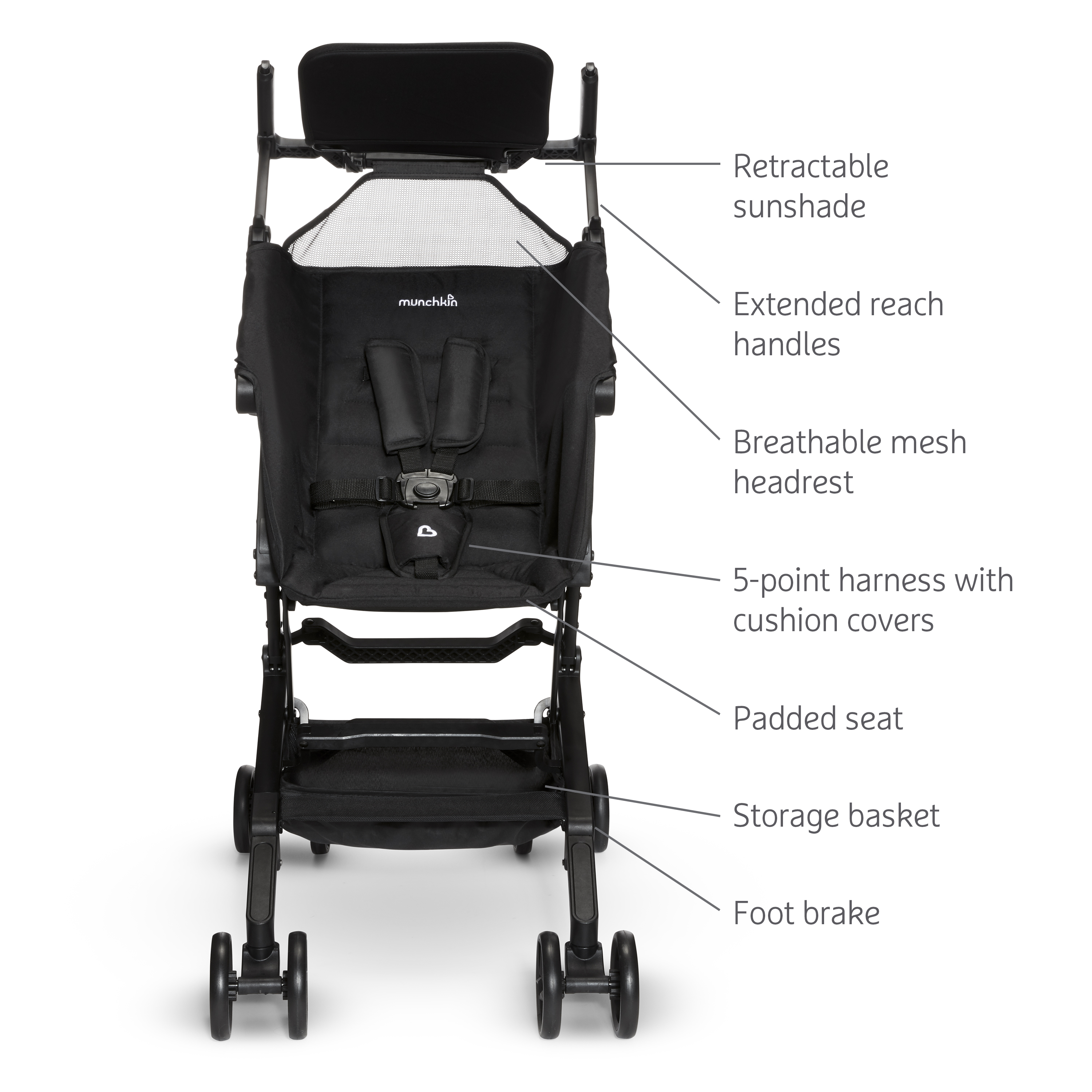 Munchkin Sparrow Ultra Compact Travel Stroller, Black photo 3