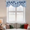thumbnail image 3 of Tie Up Valances for Windows, Tulip Flowers Adjustable Valance Curtains Window Treatment for Living Room/Bedroom, Pastoral Floral Botanical Blue Plaid Rod Pocket Kitchen Curtains & Drapes 60x18 Inch, 3 of 9