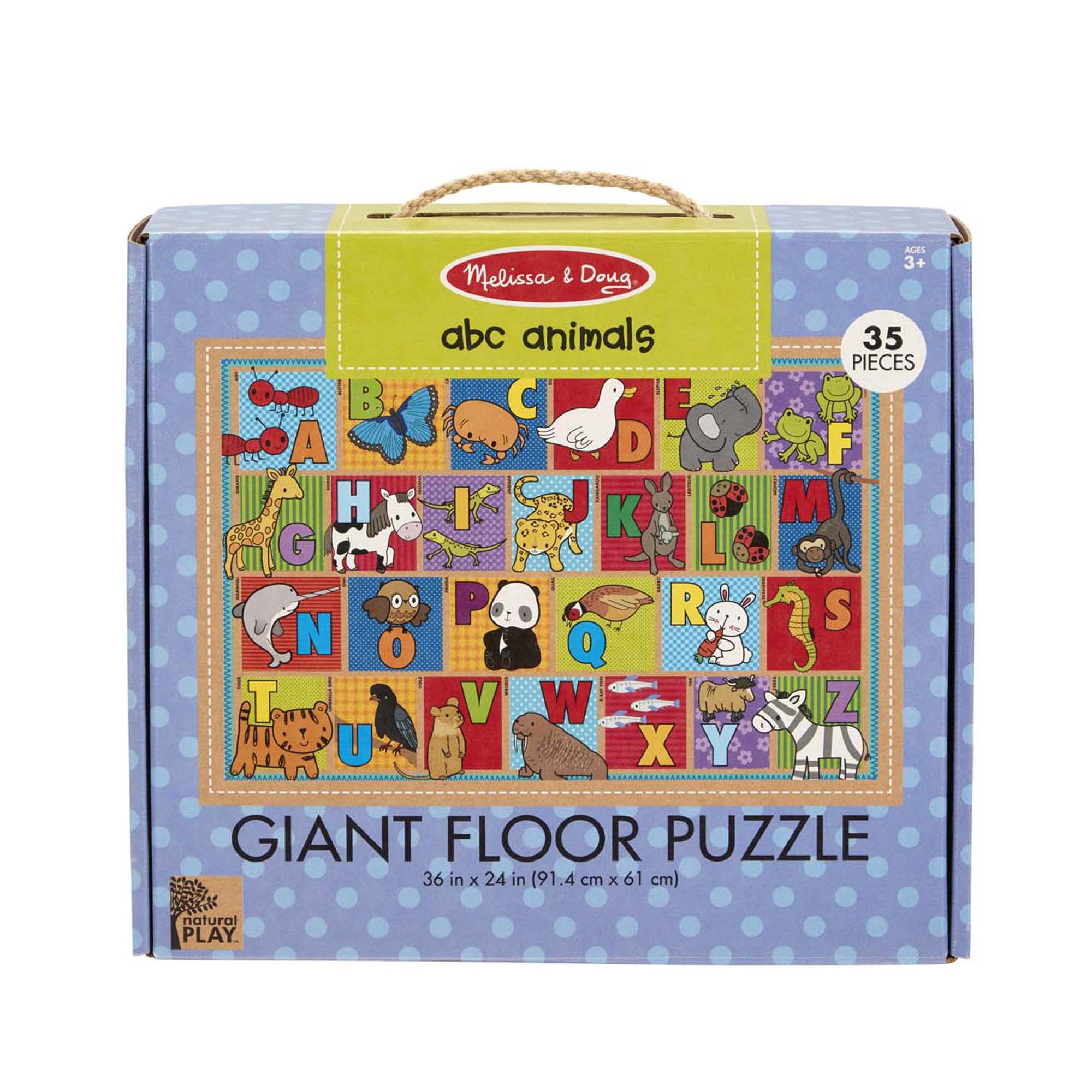 Melissa & Doug Natural Play Giant Floor Puzzle ABC Animals (35 Piece