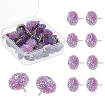 Uxcell 50Pcs Diamond Push Pins, Glitter Rhinestone Decorative Thumb Tacks Shiny Push Pins for Cork Board Bulletin Board Photo Memo Wall Hangings, Purple