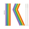 thumbnail image 3 of Silicone Straw Cleaning Brush Set, Each 5pcs All 10 Pcs Reusable Colored Folding & Straight Beverage Straws with 2 Brushes for Parties, Home & Drinks, 3 of 9