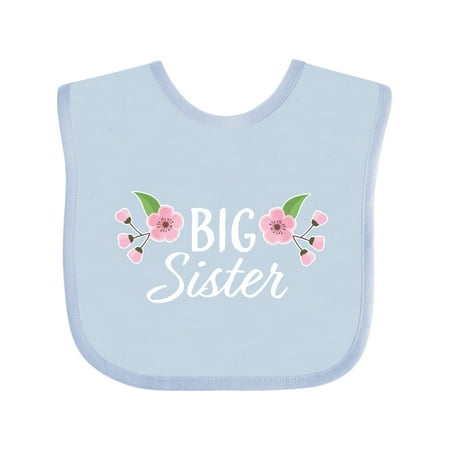 

Inktastic Big Sister with Pink Flowers Gift Baby Boy or Baby Girl Bib
