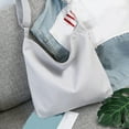 thumbnail image 6 of harmtty Women Solid Color Canvas Shoulder Bag Adjustable Strap Handbag Storage Pouch,Gray, 6 of 8