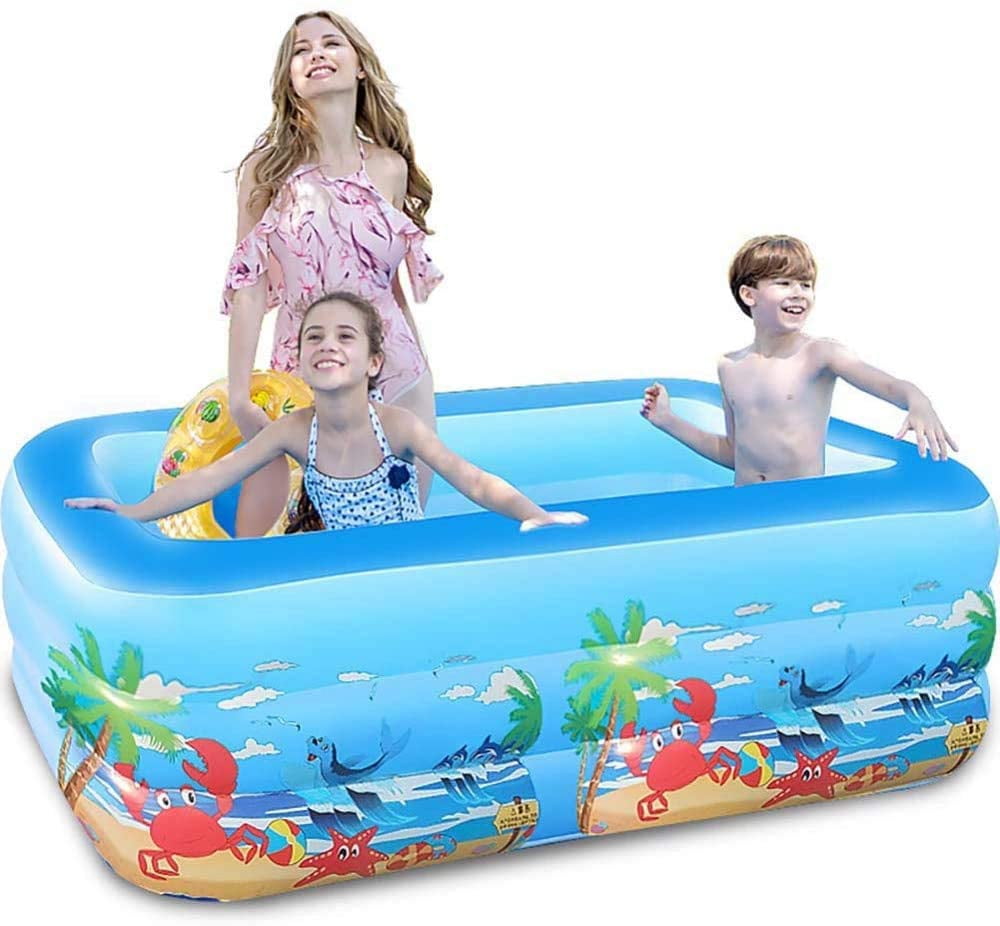 Inflatable Swimming Pool Summer Water Party Family Full Sized Inflatable Pools Adults Oversized Kiddie Pool Outdoor Blow Up Pool for Backyard Garden 59“-4 Layers 