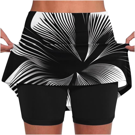 Erwazi Skort for Women Mid Waist 4th for July Printed Sports Casual Lining Short with Pocket
