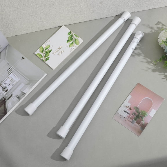 OULII 3-Pack Adjustable Spring Loaded White Curtain Rods No Drill Installation for Home Window Curtains