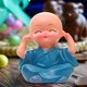 thumbnail image 5 of Aquatic Wood Green Potted Little Monk Decoration, 5 of 5