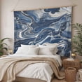thumbnail image 3 of Retro Navy Blue White Large Tapestry for Bedroom Wall Hanging Tapestry, Marble Abstract Art Ceiling Backdrop Tapestries Poster Blanket Wall Decor for Teens Room Living Room Dorm 86" x 104", 3 of 8
