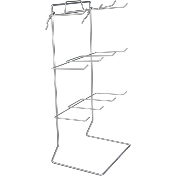 Counter Top Display Rack with 12 Single Peg Hook In Silver (Holds 3" x
