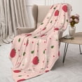 thumbnail image 3 of Disketp Strawberry Cozy Flannel Fleece Throw Blanket: Has a velvety texture for All Seasons - Perfect for Women, Men, & Kids"50"x40", 3 of 6